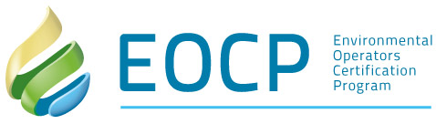 The logo of the EOCP, a yellow, green and blue ribbon in the shape of a drop of water. 